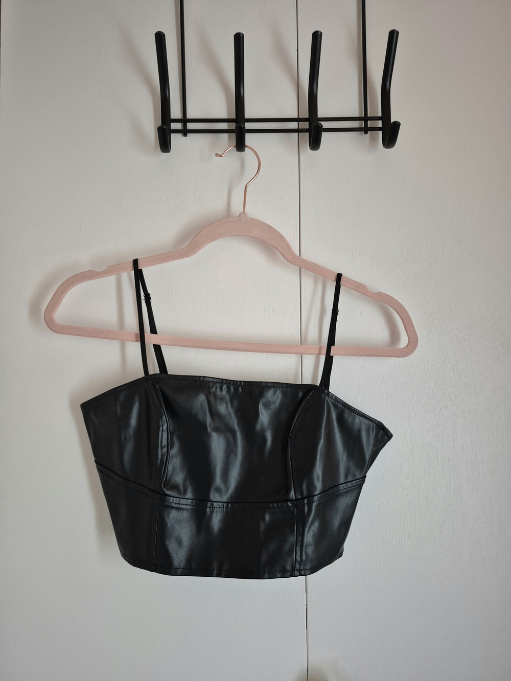 Ardene Black Faux Leather Cropped Cami